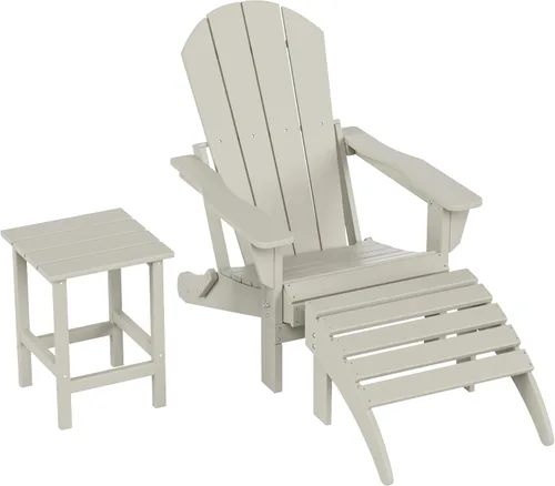 Miniatura 21 de WestinTrends Reposapiés otomano Adirondack para patio al aire libre, taburete de madera de polietileno para todo tipo de clima, ampliamente Azul