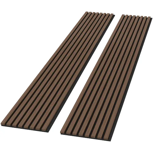 Miniatura 8 de Paneles de madera acústica, paquete de 2 unidades de 94.49 x 12.6 pies, decoración de pared insonorizada (nogal ahumado)