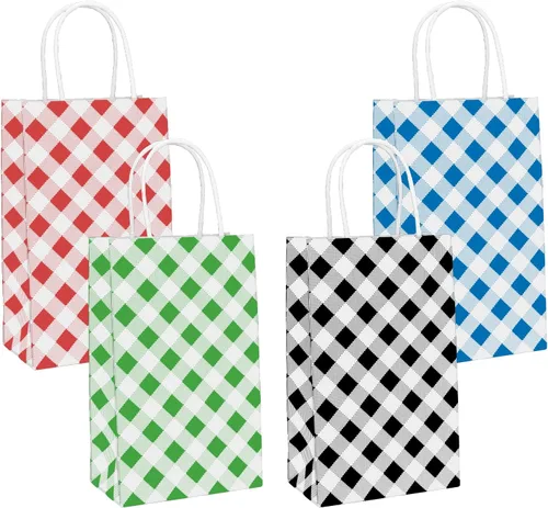 ECOHOLA Bolsa de papel de 4 colores, 16 bolsas de regalo pequeñas, bolsa de regalo envuelta con asas para cumpleaños, baby showers, manualidades y