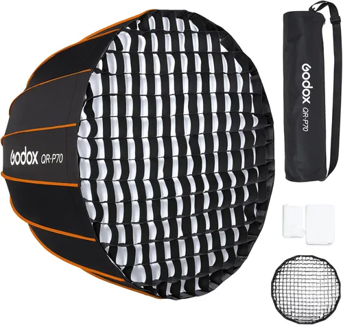 Miniatura 10 de Godox QR-P90 - Caja de luz parabólica profunda de 35 pulgadas (35.4 in) con rejilla Bowens Mount bolsa de transporte de instalación rápida 35.0
