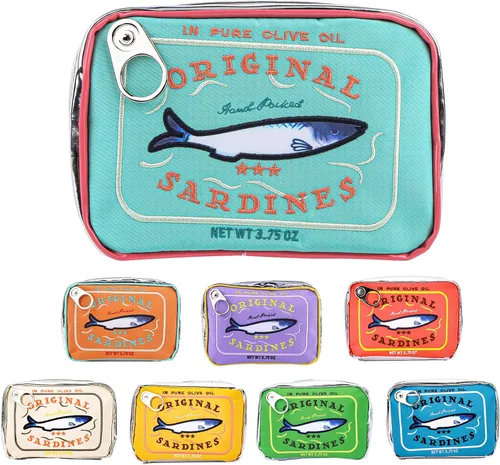 Miniatura 8 de Bolsa de maquillaje de sardinas enlatadas, bolsa de aseo estilo sardinas enlatadas, bonita bolsa de viaje, bolsa de maquillaje creativa y bonita