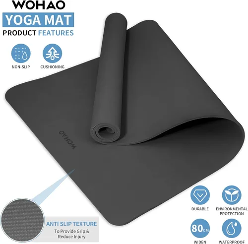 Miniatura 2 de Extra Wide & Thick 8mm Yoga Mat, 72"x31.5" Large Non Slip Exercise Mat, Premium POE Material for Superior Cushioning & Stability, with Strap for