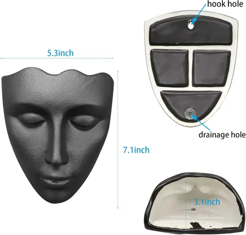 Miniatura 2 de Jarrón de cerámica con forma femenina, maceta moderna para escultura, cara humana, maceta colgante de pared con drenaje para el hogar, centros
