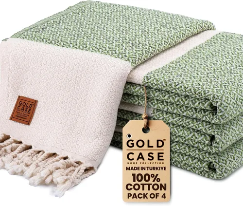 Miniatura 50 de Gold CASE - Juego de 4 Toallas de Mano Turcas para Baño, 20 x 40 pulgadas, Toallas de Baño 100% Algodón, Toalla Pequeña de Cocina Aphrodite
