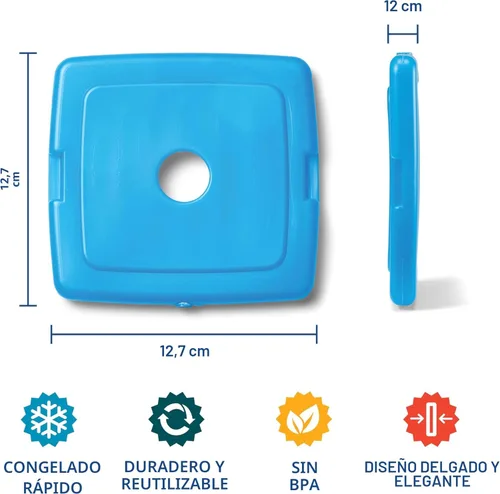 Miniatura 3 de Cool Coolers by Fit + Fresh, 4 Pack Slim Ice Packs, Space Saving Reusable Ice Packs for Lunch Boxes or Coolers Azul (paquete de 4)