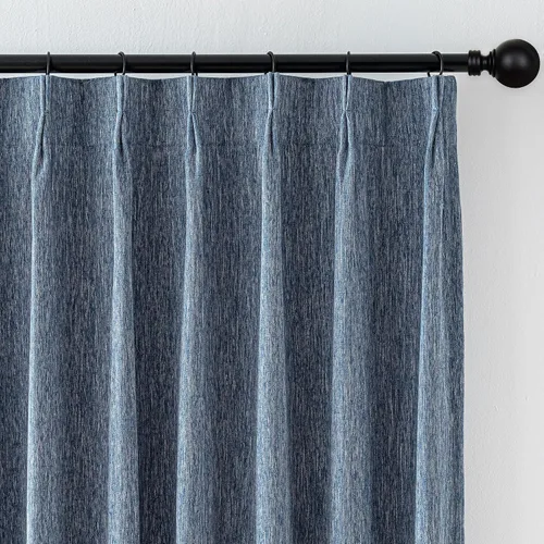 Miniatura 22 de MYSKY HOME Dusty Blue Full Black Out Pinch Pleated Curtains 63 inches Long for Bedroom Linen Textured with Blackout Liners Blue Gray Thermal