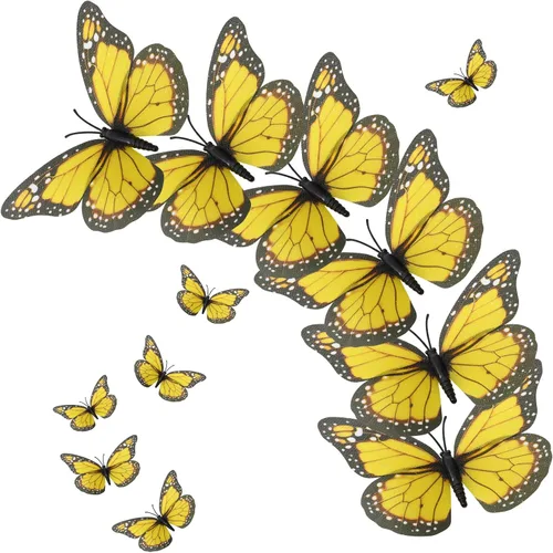 Miniatura 9 de Syhood 24 piezas de decoraciones de mariposa monarca verde esmeralda de 4.7 pulgadas, artificiales 3D falsas grandes mariposas verdes salvia