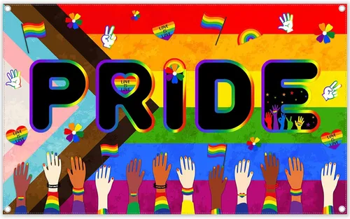 Fondo colorido del mes del orgullo de 72 x 43 pulgadas, diseño de arco iris, fondo de fotografía de corazón LGBT, decoración de fiesta gay lesbiana,