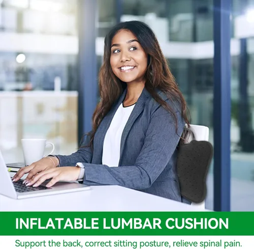 Miniatura 7 de Agatige 1 almohada inflable de apoyo lumbar, transpirable, firme, lavable, portátil, soporte lumbar con sistema de aire ajustable para hombres