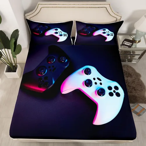 Miniatura 30 de Feelyou Juego de Ropa de Cama Gaming para Niños, Juego de Sábanas de Cama Tamaño Full, Microfibra Suave, Consola Gamer de Videojuegos, Sábana Multi