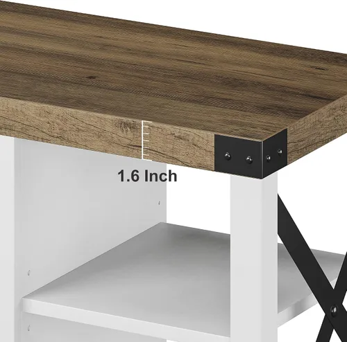 Miniatura 7 de IDEALHOUSE Soporte de TV blanco de 59 pulgadas para TV de hasta 65 pulgadas, gabinete de TV de madera de granja, centro de entretenimiento