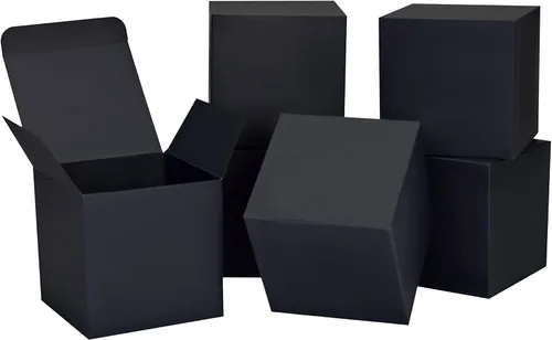 HUAPRINT Cajas de regalo negras con tapas de 4 x 4 x 4 pulgadas, 24 cajas de papel de regalo a granel para regalos, cumpleaños, propuesta de dama de