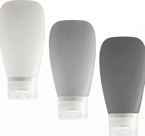Botellas de viaje para artículos de tocador, aprobadas por la TSA, 3 onzas, a prueba de fugas, de silicona, rellenables, recipientes de tamaño de
