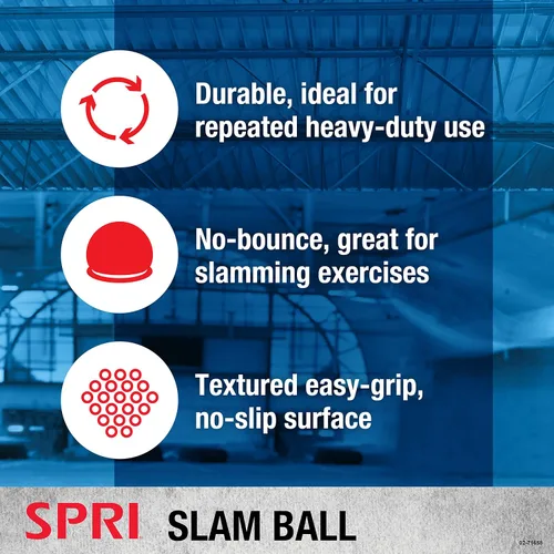 Miniatura 2 de SPRI Pelota de golpeo de peso muerto, duradera, rellena de arena, sin rebote, resistente para lanzar, golpear, entrenamiento de fuerza central