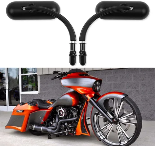 Miniatura 3 de 8mm 10mm Espejos Mini para Motocicleta Negros Compatibles con Honda Suzuki Harley Road King Street Electra Glide Road Glide Dyna Softail Retrovisor