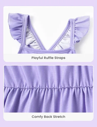Miniatura 4 de Disney Vestido de princesa Minnie Mouse Frozen Elsa para niñas, con volantes, sin mangas, entrecruzado, ropa de verano para bebé a niño pequeño