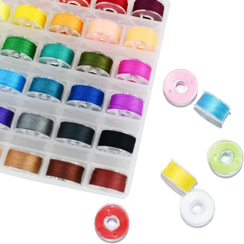 Miniatura 4 de 36 piezas de bobinas e hilos de coser preenrollados con estuche de plástico de almacenamiento, juego de hilos de coser de colores surtidos
