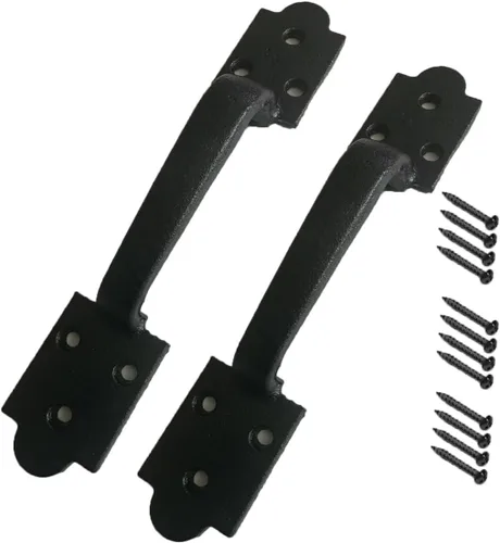 Miniatura 27 de Paquete de 2 manijas de barra recta de 8 pulgadas para puerta de granero, tiradores de hierro fundido negro para puertas correderas, puertas