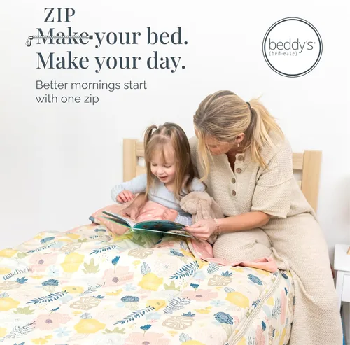 Miniatura 9 de Beddy's Flower Blossoms - Ropa de cama duradera con cremallera para niños - Cama en una bolsa - Sábanas y edredón florales rosas - Incluye funda