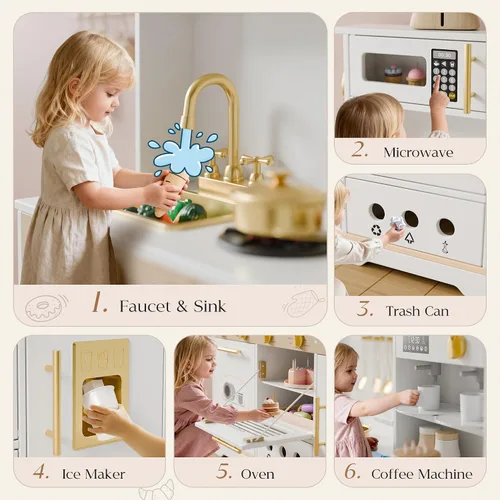 Miniatura 4 de Juego de cocina para niños, juego de cocina con 21 accesorios divertidos, juego de cocina de juguete con electrodomésticos realistas, almacenamiento