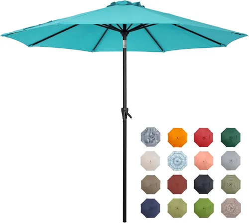 Miniatura 12 de Tempera Patio Market - Sombrilla de mesa para exteriores con botón de inclinación y manivela, sombrilla grande con poste resistente y toldo Ladrillo