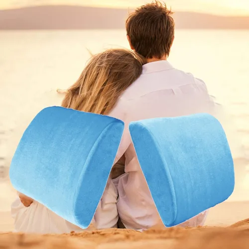 Bookishbunny Paquete de 2 cómodas almohadas lumbares de espuma viscoelástica para aliviar el dolor de la oficina y el automóvil (color aguamarina)