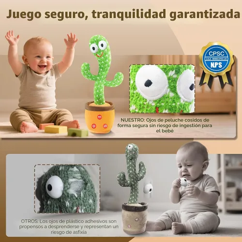 Miniatura 4 de SANJOIN Juguete de Cactus para Bebé que Habla, Baila y Canta con Volumen Ajustable, para Niña de 1 Año, Juguetes Infantiles para 0-6, 6-12 Meses