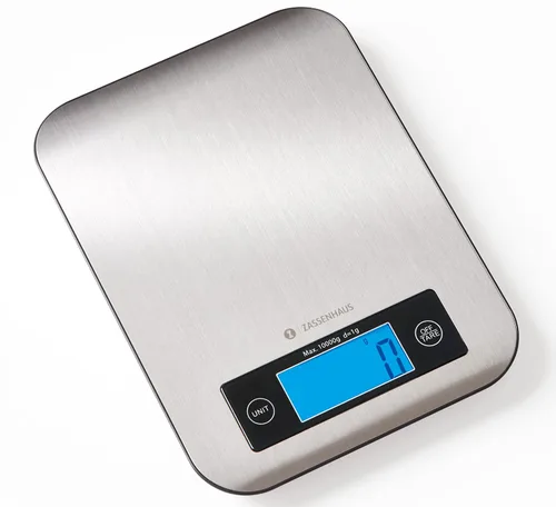 Zassenhaus Pure - Báscula digital de cocina, 9.3 x 6.9 pulgadas, acero inoxidable, báscula digital de alimentos de cocina, báscula de cocina,
