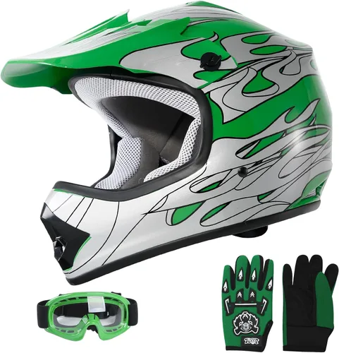 Miniatura 18 de SLMOTO - Casco DOT para niños y jóvenes de motocross, casco de motocicleta de calle, casco de bicicleta de tierra, motocross, ATV, casco con diseño