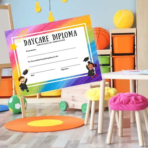 Miniatura 5 de Daycare Graduation Diploma 50 pk 8.5 x 11” Certificate of Achievement Award Preschool Pre K for Teachers to hand out at Ceremony Productos
