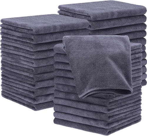 Miniatura 10 de Panelee 36 paquetes de toallas de microfibra absorbentes a prueba de blanqueador, resistentes a la decoloración, toallas de mano para gimnasio, Negro