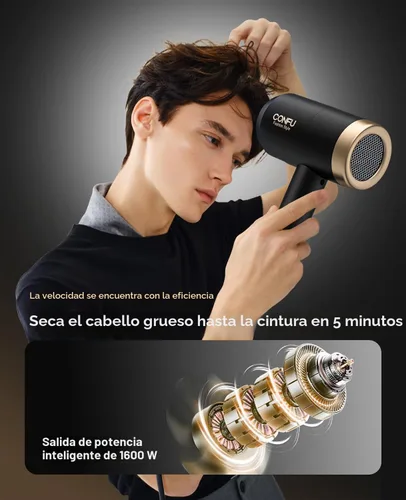 Miniatura 2 de Secador de pelo, secador de pelo CONFU con difusor, secador de pelo profesional 21000PRM, secador de pelo iónico negativo portátil ligero de secado