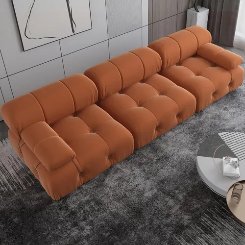 Miniatura 10 de Sofá modular seccional, sofá de terciopelo, asiento medio, beige