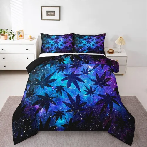 Miniatura 56 de Juego de edredón de cielo estrellado, tamaño King, juego de ropa de cama con estrellas y galaxias para niños y niñas, edredón de plumón del espacio