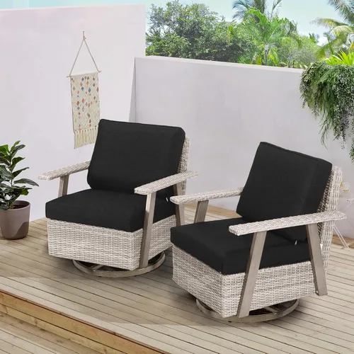 Miniatura 2 de Juego de muebles para patio al aire libre Auzfy de 2 piezas, juego de sillas giratorias para patio de gran tamaño de 2 piezas, juego de sillas