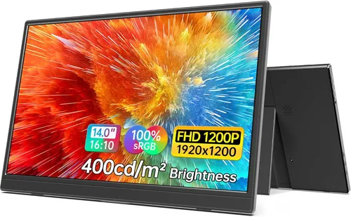 MNN Monitor portátil de 14 pulgadas FHD 1920 * 1200P USB C HDMI Ultradelgado IPS para viajes con altavoces, HDR Plug&Play, monitor externo para