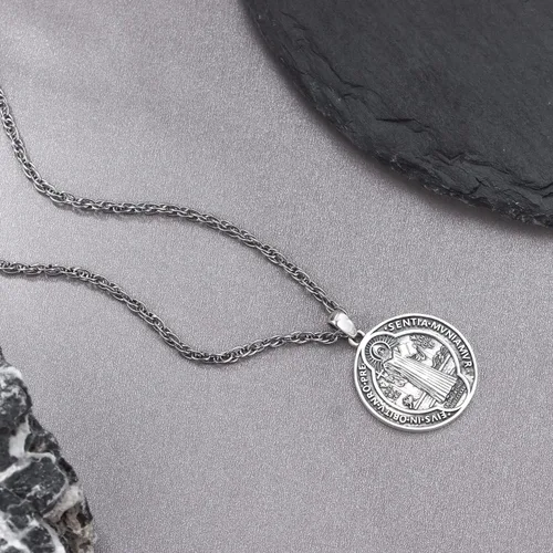 Miniatura 4 de Aniu Collar de plata de ley S925 de San MiguelSan CristópaloSan BenitoSan Jesús para hombres y mujeres, arcángel, RaguelUriel, colgante de amuleto