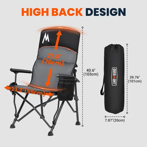 Miniatura 2 de Overmont Silla de camping climatizada con respaldo alto - 3 niveles de calor Calefacción por separado de 2 zonas - Soporte de 450 libras Silla