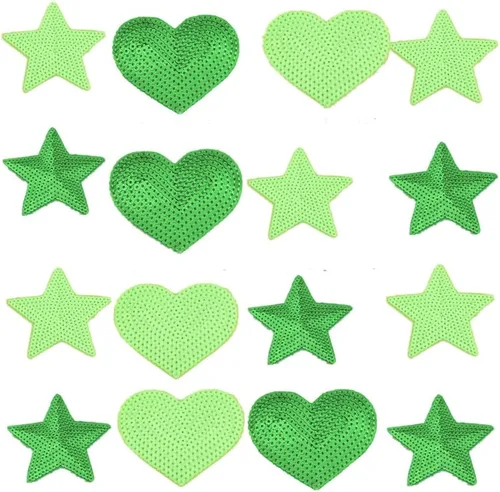 Miniatura 15 de Paquete de 10 parches bordados con lentejuelas brillantes de 5 estrellas para coser con apliques, color rojo