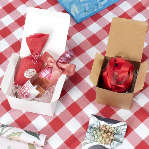 Miniatura 6 de ValBox Cajas de regalo blancas de 4 x 4 x 4 pulgadas, 25 cajas de papel kraft con tapas para regalos, manualidades, cubos, cajas de magdalenas