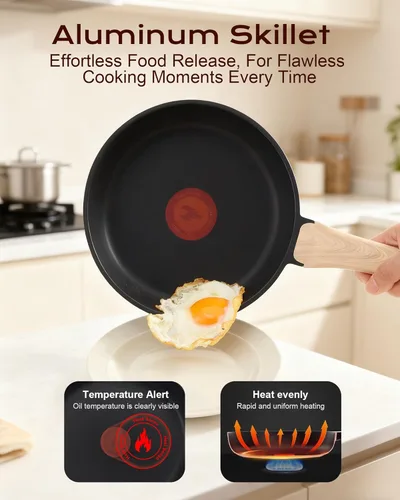 Miniatura 3 de Sartén antiadherente, sartén para tortilla de 8 pulgadas, sartén saludable y no tóxica con mango resistente al calor, sartén de cocción sin PFOA