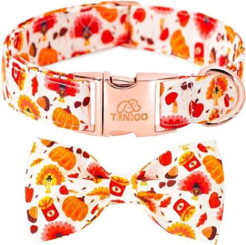 Miniatura 17 de Tunkoo Collar para perro con pajarita, elegante, a cuadros, suave, cómodo, de algodón, ajustable, hebilla de metal de alta calidad, pequeño, Cuello