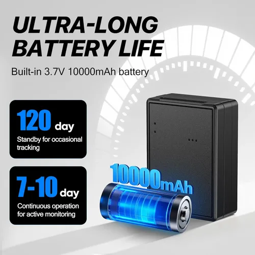 Miniatura 3 de ZT-100 - Rastreador GPS para vehículos, hasta 4 meses de bate, magnético impermeable 4G LTE y batería de larga duración 2G, 10,000 mAh, requiere