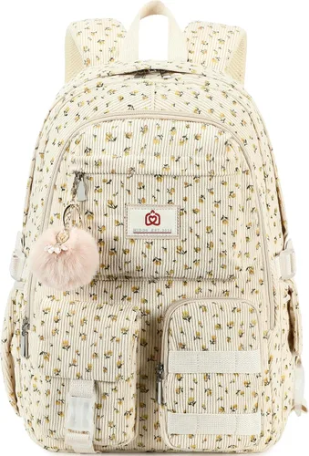 Miniatura 8 de Hidds Mochila escolar para adolescentes, niñas, mujeres, 15.6 pulgadas, mochila universitaria, bolsa de trabajo de pana, mochila de trabajo
