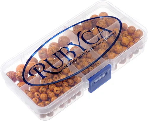 Miniatura 2 de RUBYCA 300 cuentas de vidrio sueltas de varios tamaños para la fabricación de joyas, naranja opaco, salpicaduras de pintura negra