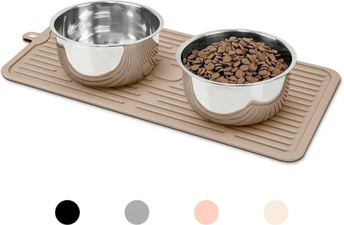Miniatura 10 de Ptlom Mantel individual para mascotas para perros y gatos, antideslizante, impermeable, tapete de alimentación para perros que evita el Beige