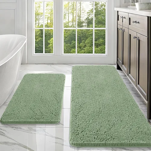 Miniatura 112 de OLANLY Juego de alfombras de baño de 2 piezas, alfombras de baño de chenilla suave y absorbente y alfombra de contorno en forma de U para inodoro