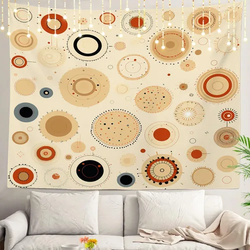 Miniatura 19 de Shrahala Circles Tapestry, Abstract Art With Various Circles Wall Hanging Hd Print Polyester Backdrop For Dorm Room Bedroom 30 X 40 In