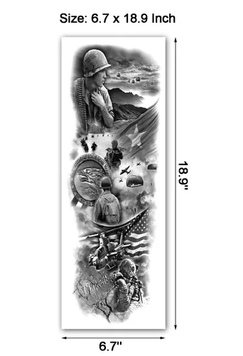Miniatura 2 de Mangas militares tatuajes temporales de brazo completo negro militar pegatinas de tatuaje falso estilo guerra arte corporal tatuaje brazo