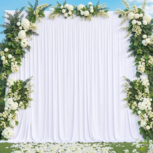 Cortina tipo telón de color blanco para fiestas, bodas, baby shower y cumpleaños, cortinas tipo telón blanca para fotografías, despedida de soltera